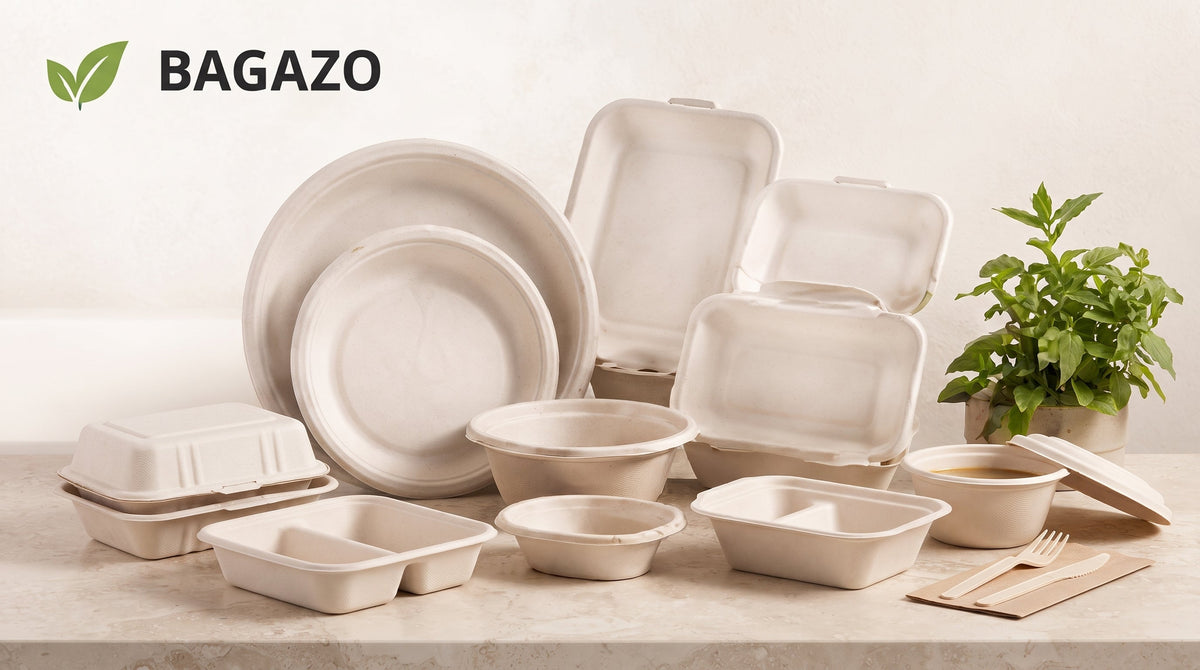 Platos, bandejas y envases de bagazo